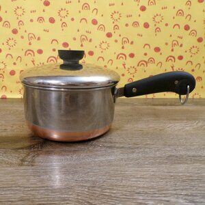 REVERE WARE Vintage 1-1/2 Qt Stainless Saucepan Copper Bottom w/Lid